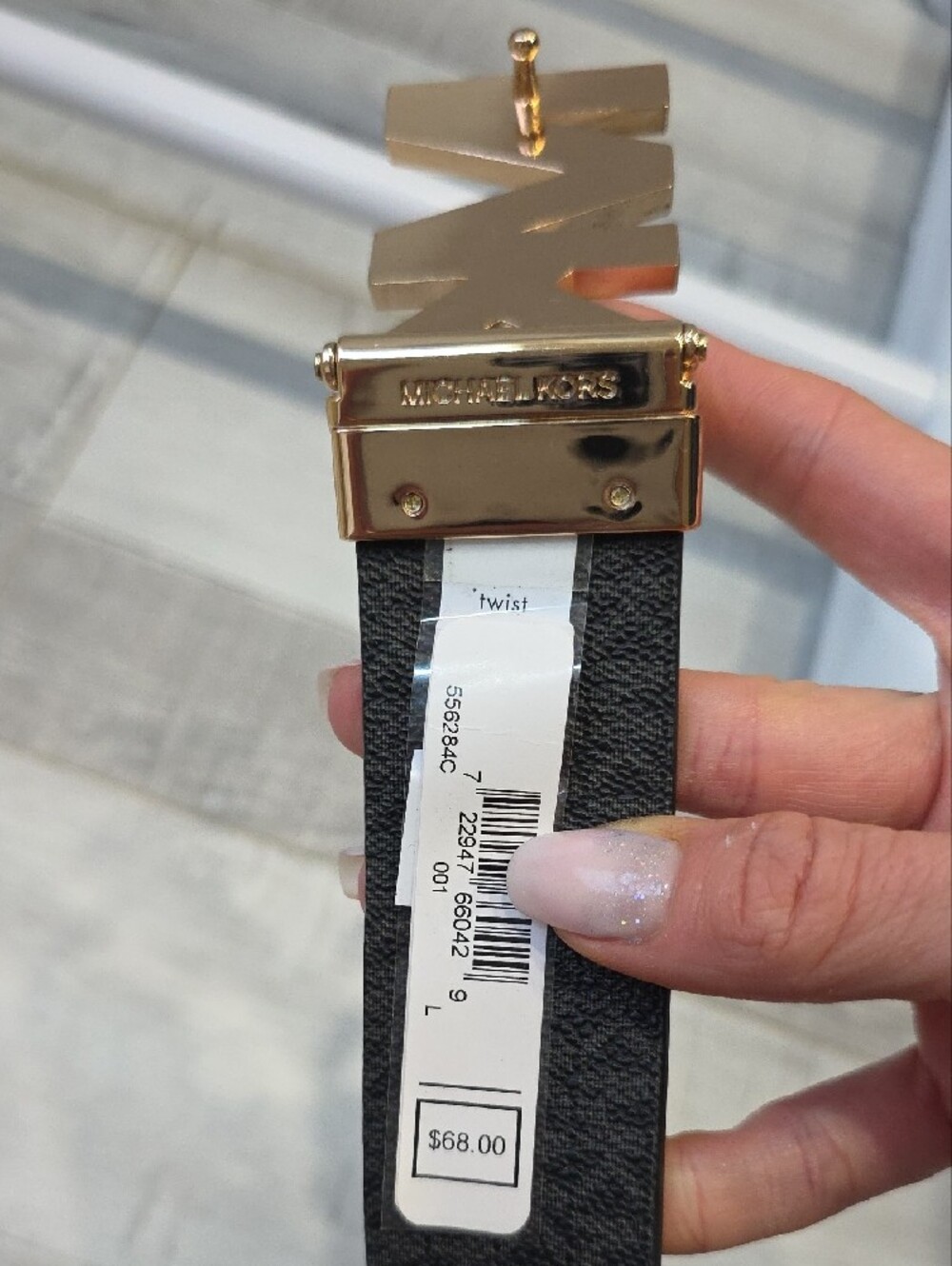 Michael Kors Black Reversible Belt with Rose Gold MK Buckle Size L - Picture 3 of 5
